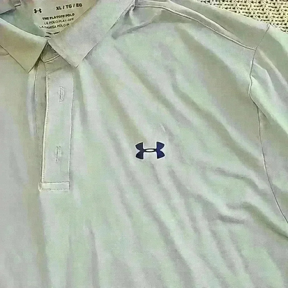 Mens Under Armour Blue Polo Luxe XL - Picture 3 of 4